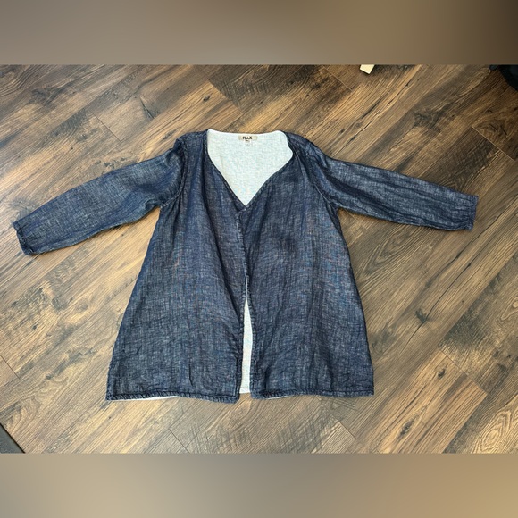 FLAX Women’s Linen Encore Reversible Jacket Navy Lava Size Medium - Picture 8 of 14